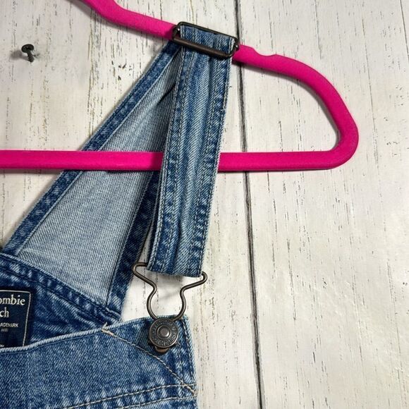 Abercrombie & Fitch Distressed Denim Overalls Womens S Vintage Casual Cool Y2K - Picture 4 of 15